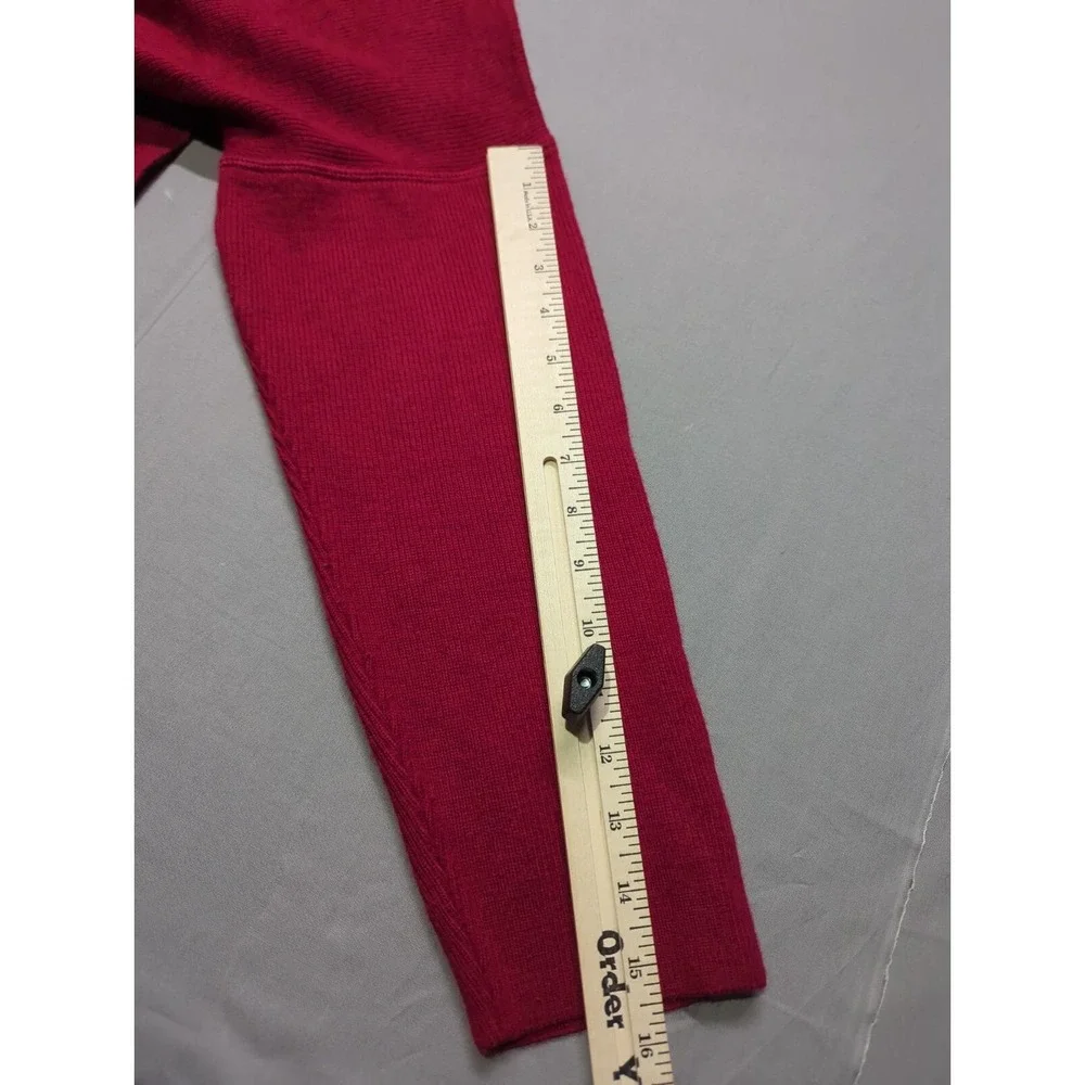 Rodier Magenta Wool Blend Handkerchief Hem Open‎ Front Cardigan Sweater Ribbed